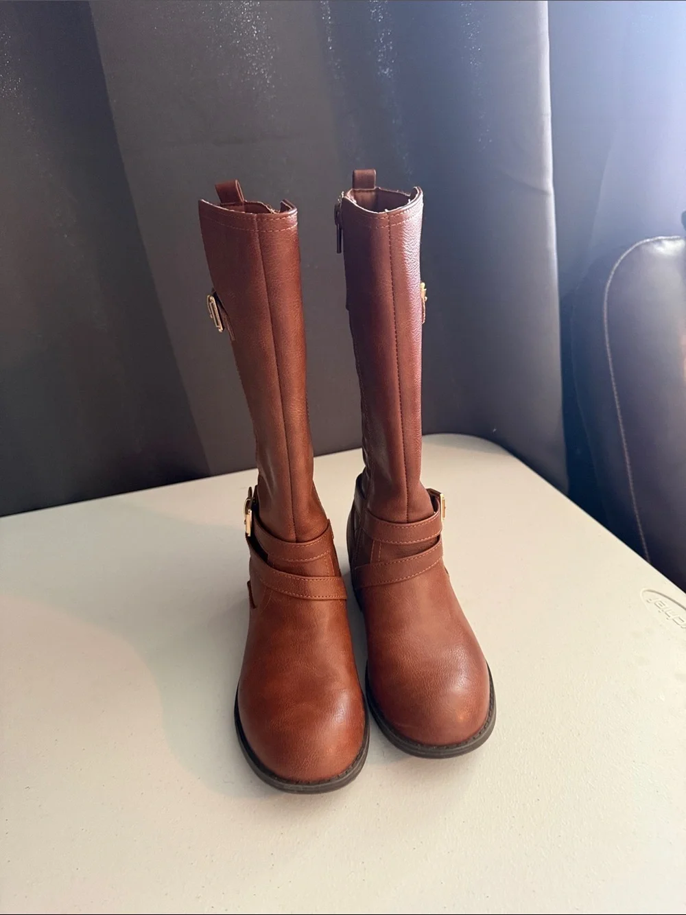 Kids Tall Quilted Riding Boots - Brown